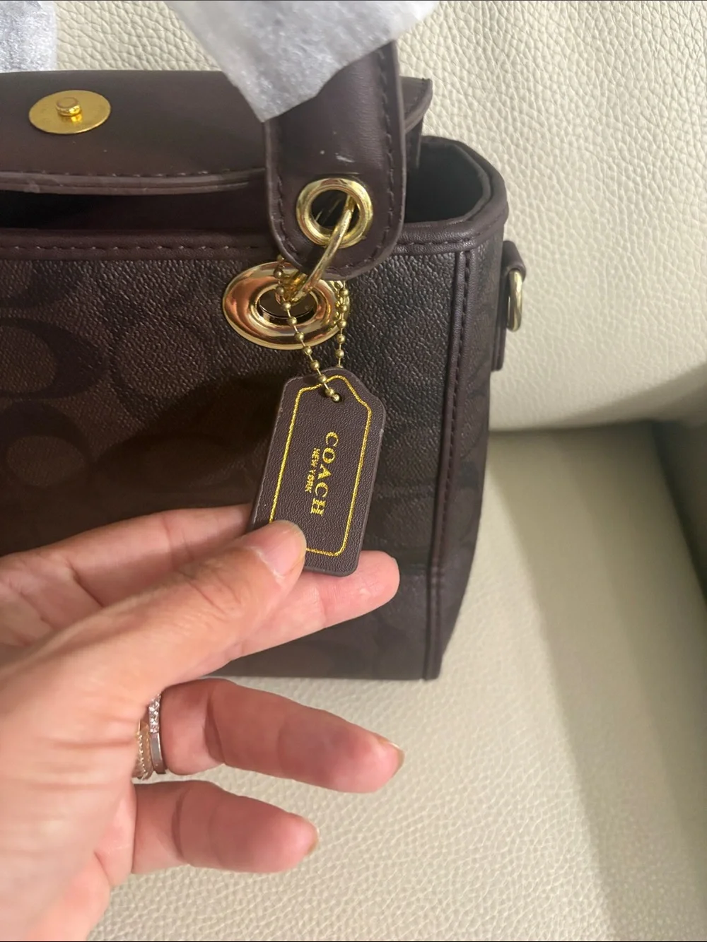 Coach Brown Signature Mini Satchel with Gold Hardware